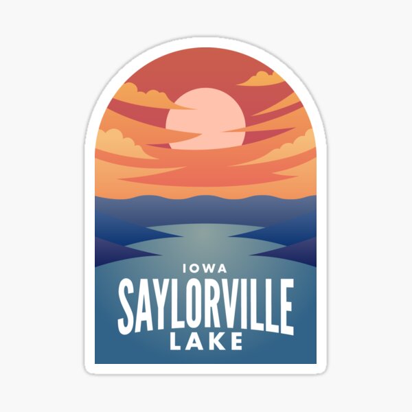 Aperçu de l'œuvre Saylorville Lake IA Retro Sunset créée et vendue par HalpinDesign.