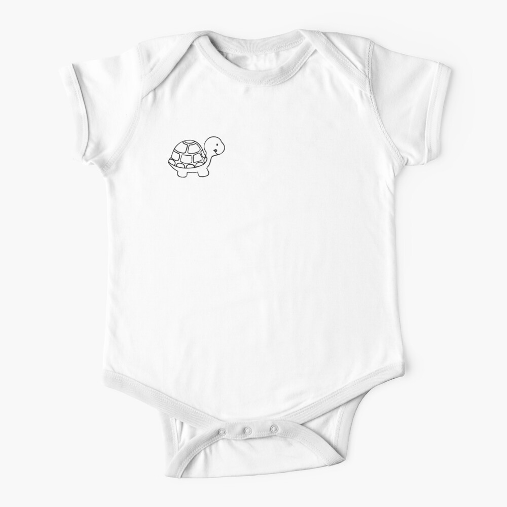 Body Para Bebe Tortuga De Dibujos Animados Blanco Y Negro De Huddo321 Redbubble