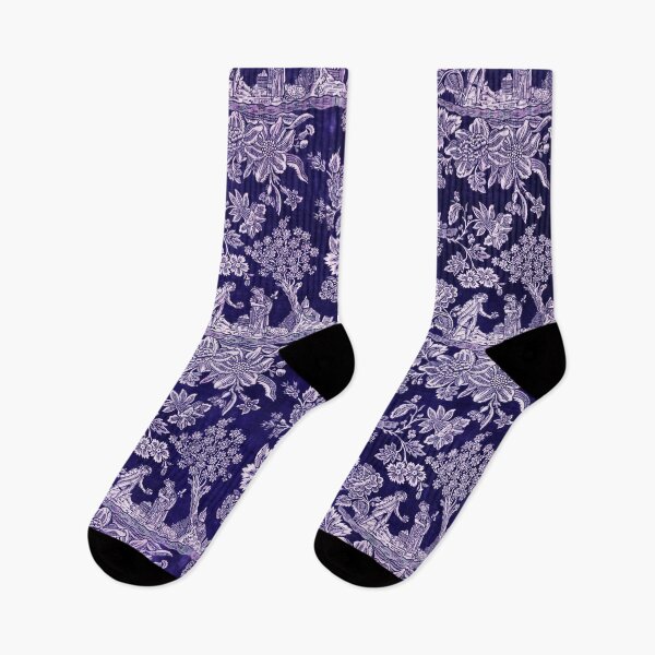 Item preview, ANTIQUE FLORAL FRENCH PATTERN,PASTORAL SCENE,BLUE WHITE FLOWERS AND LEAVES designed and sold by BulganLumini.