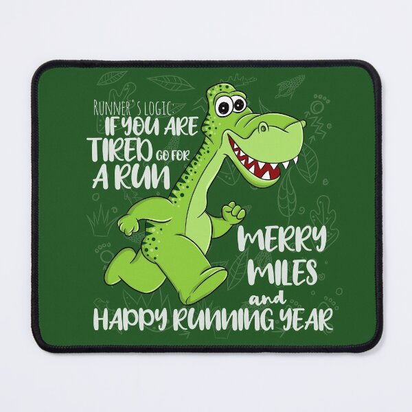 Item preview, Merry Miles and Happy Running Year - funny dino running christmas new year greeting designed and sold by asprse.
