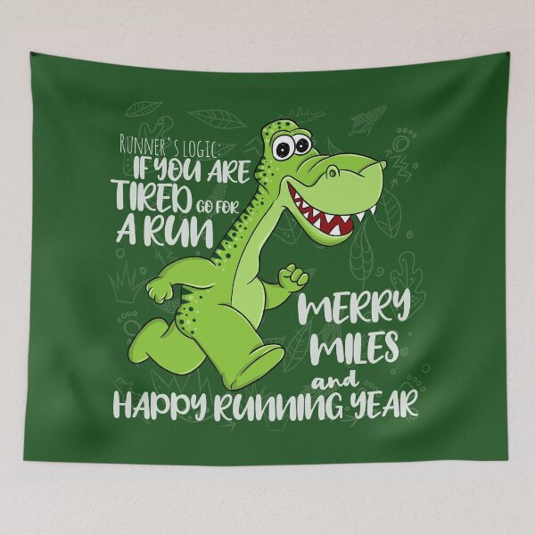 Item preview, Merry Miles and Happy Running Year - funny dino running christmas new year greeting designed and sold by asprse.