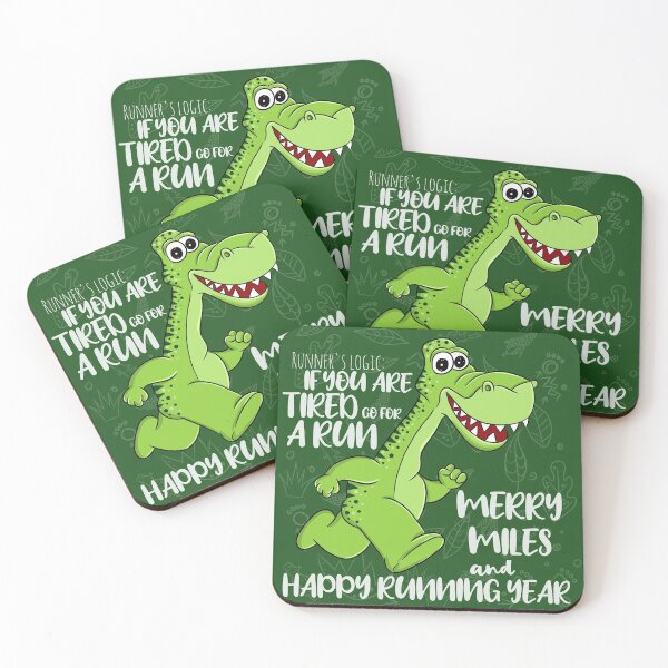 Item preview, Merry Miles and Happy Running Year - funny dino running christmas new year greeting designed and sold by asprse.
