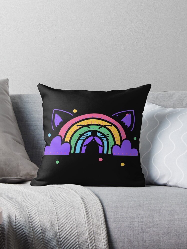 Cream Kitten Pillow Rainbow Colours Cat Cushion 