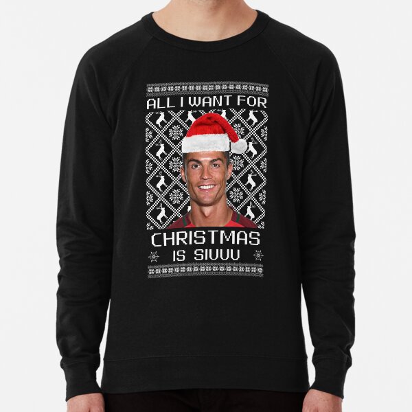 cristiano ronaldo siuuu funny christmas sweater Lightweight Sweatshirt