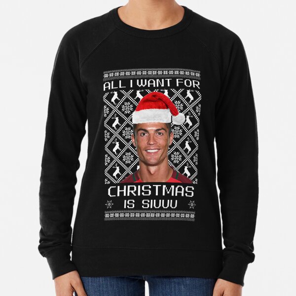 cristiano ronaldo siuuu funny christmas sweater Lightweight Sweatshirt