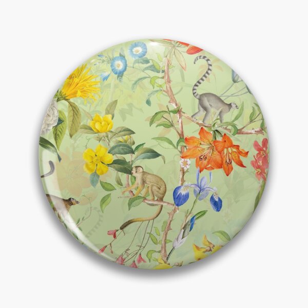 Item preview, Chinoiserie Monkeys Botanical Garden Pattern green designed and sold by UtArt.
