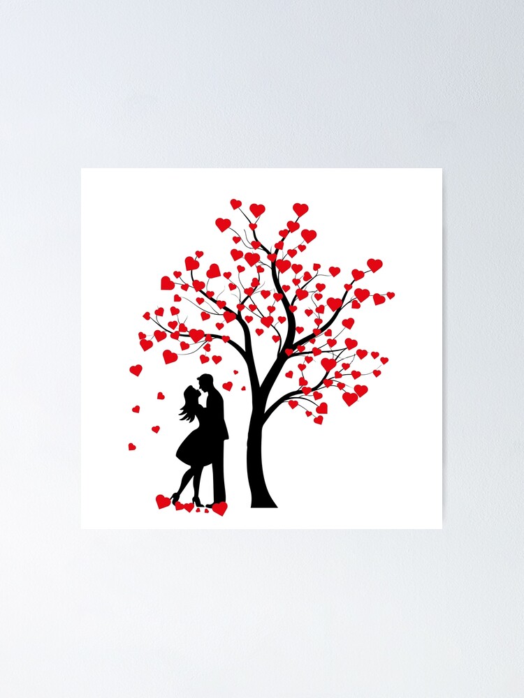 Póster «Pareja amorosa, parejas de silueta, día de San Valentín, pareja bajo  el árbol.» de Tanysl | Redbubble