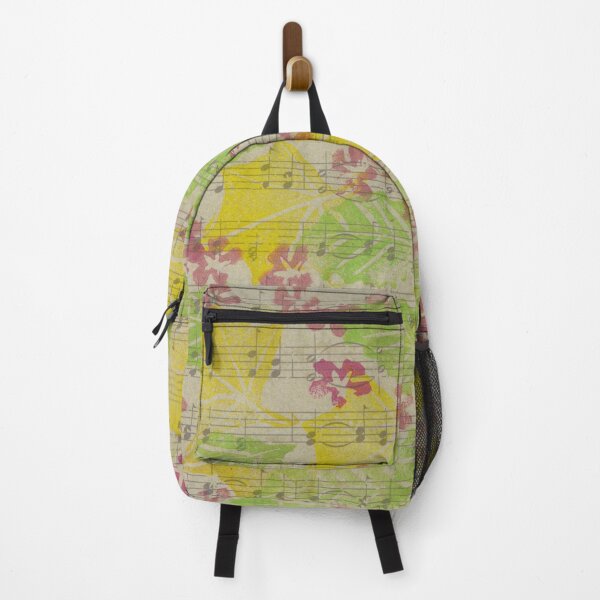 Vista previa del artículo con la obra «Flores y hojas primaverales cortadas a mano con estampado de bloques en la música», diseñado y vendido por LymphomaLass.