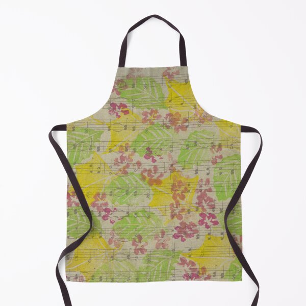 Item preview, Hand Cut Block Print Spring Blossoms and Leaves on Music designed and sold by LymphomaLass.