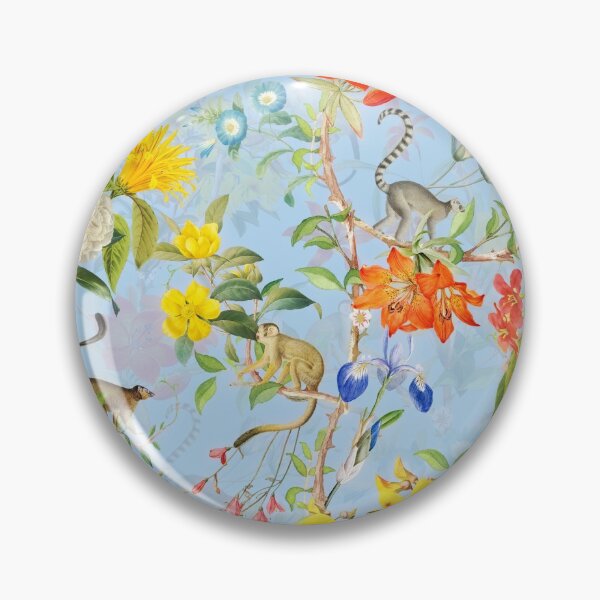 Item preview, Chinoiserie Monkeys Botanical Garden Pattern blue Nightgarden designed and sold by UtArt.