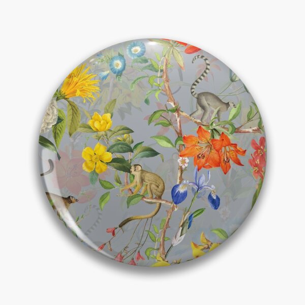 Item preview, Chinoiserie Monkeys Botanical Garden Pattern gray Nightgarden designed and sold by UtArt.