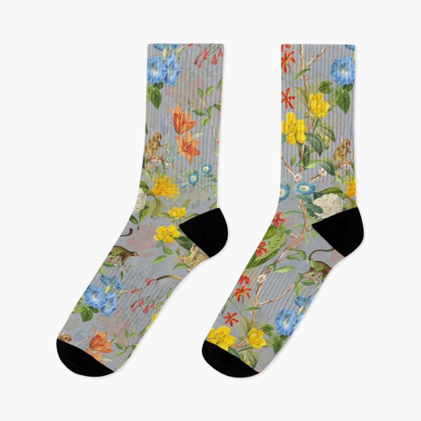Item preview,  Chinoiserie Monkeys Botanical Garden Pattern gray Nightgarden designed and sold by UtArt.