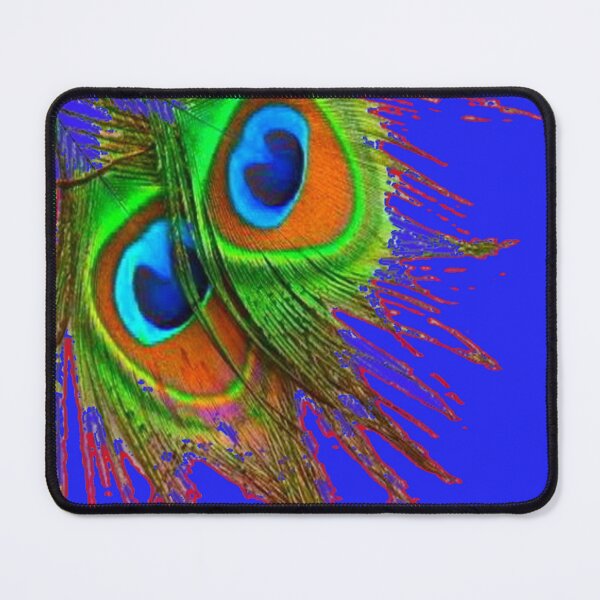 Item preview, GREEN PEACOCK FEATHERS PATTERN BLUE ART designed and sold by sharlesart.
