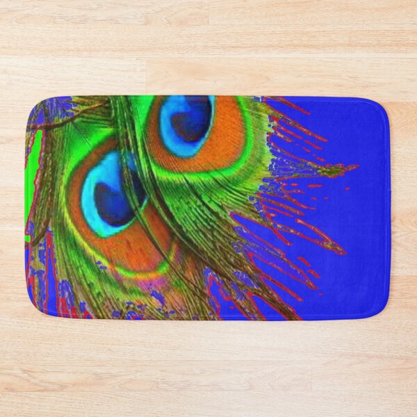 Item preview,   GREEN PEACOCK FEATHERS PATTERN BLUE ART   designed and sold by sharlesart.