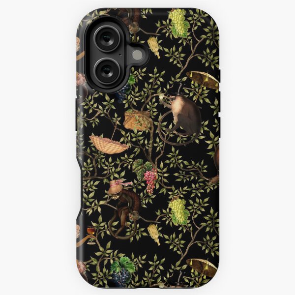 Item preview, Vintage Chinoiserie Monkeys black Botanical Night Garden Nightgarden designed and sold by UtArt.