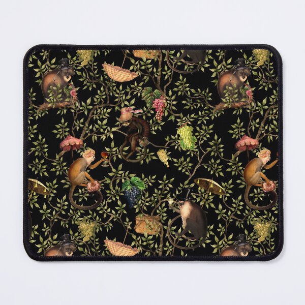 Item preview, Vintage Chinoiserie Monkeys black Botanical Night Garden Nightgarden designed and sold by UtArt.