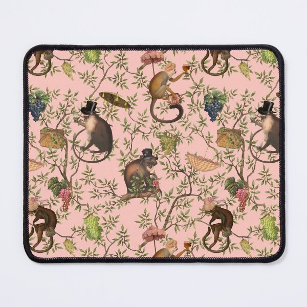 Item preview, Copy of Vintage Chinoiserie Monkeys Botanical Garden pink Nightgarden designed and sold by UtArt.