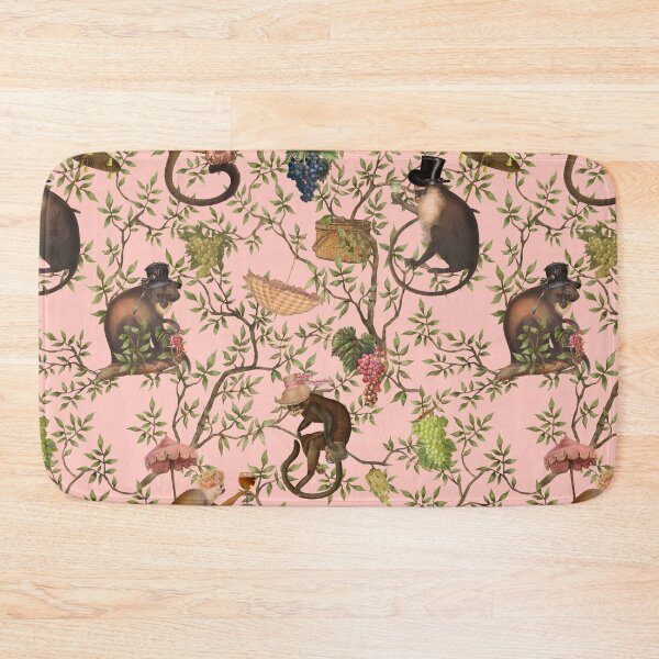 Item preview, Copy of Vintage Chinoiserie Monkeys Botanical Garden pink Nightgarden designed and sold by UtArt.