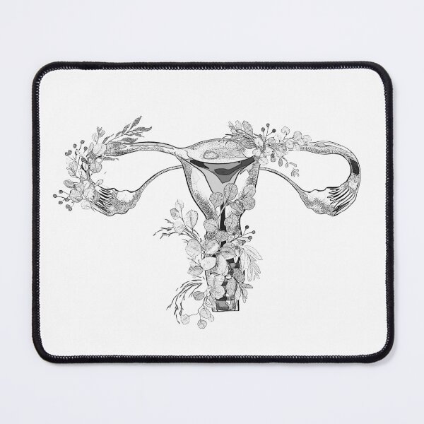 Item preview, Uterus Pro choice Feminist eucalyptus leaves black white designed and sold by Collagedream.