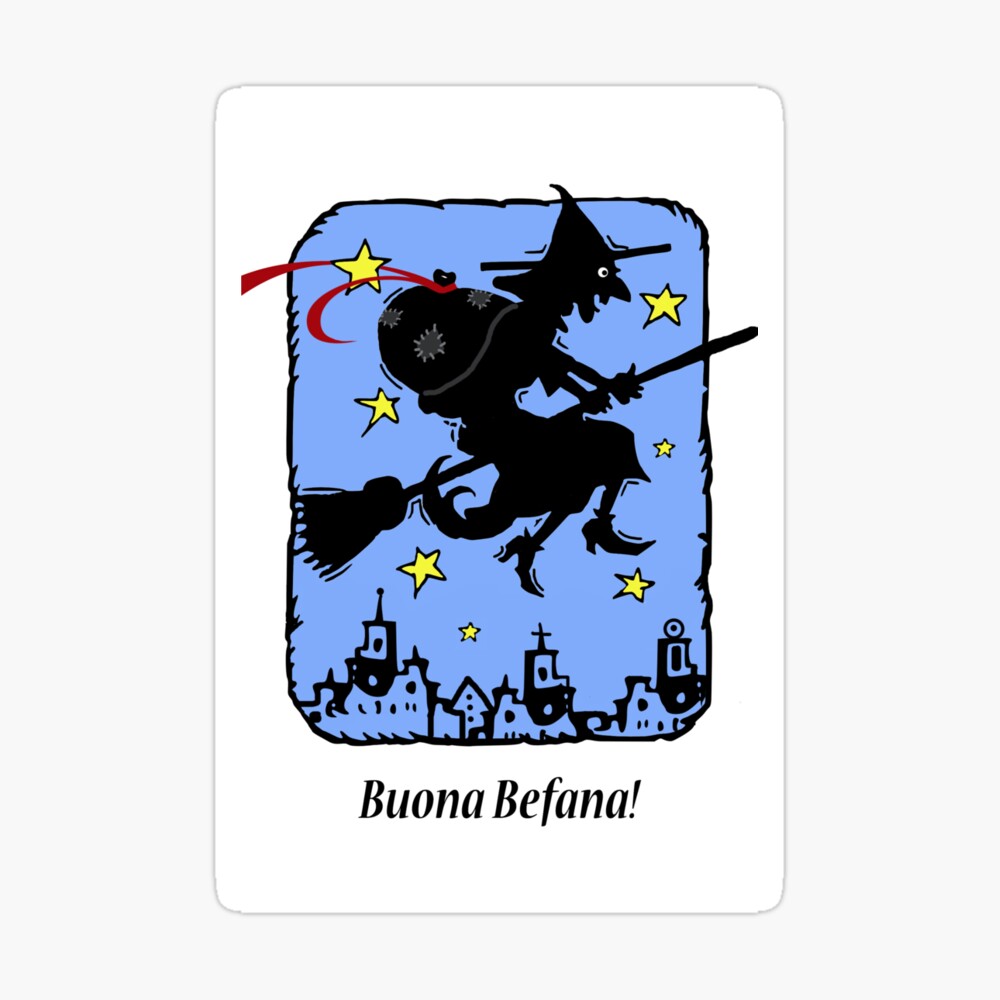 Buona Befana Epiphany Witch Getting Ready Sticker for Sale by  ShoaffBallanger