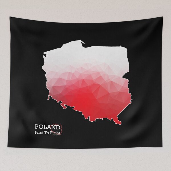 Item preview, Poland first to fight. Map of Poland with geometric pattern in Poland's national colors. Low poly designed and sold by aquapixel.