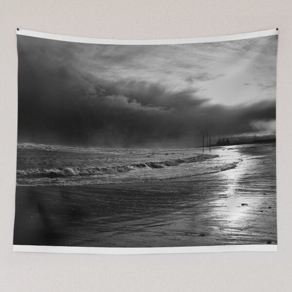 Item preview, Storm Clouds on Cambois Beach in Monochrome designed and sold by Violaman.