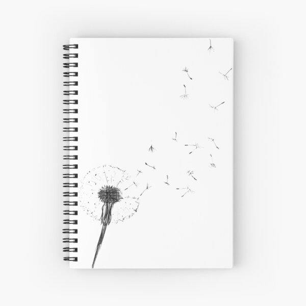Black and white print dandelion print scandinavian minimalist decor wall art black dandelion abstract wall art nordic design dandelion Spiral Notebook