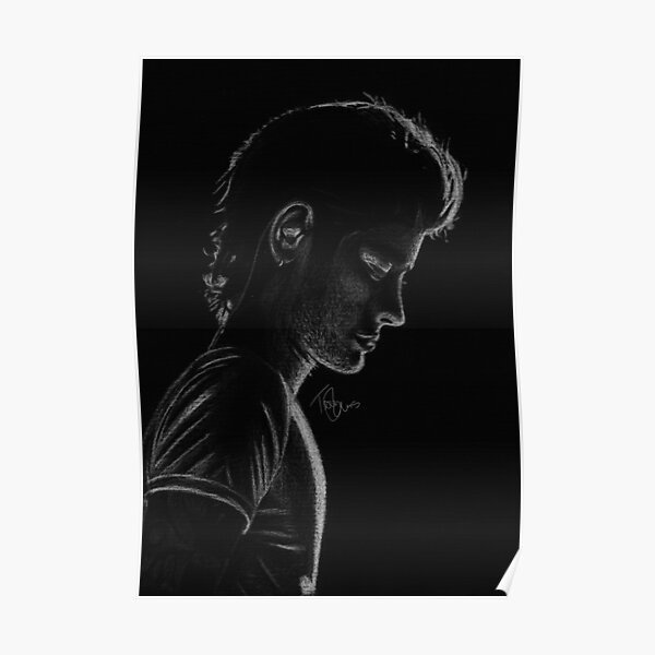 Zayn Blanco y Negro Silhuette Póster