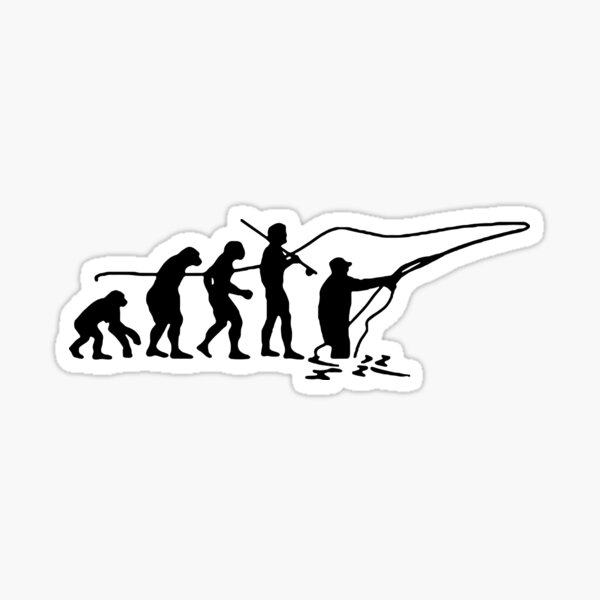 Keep Calm and Fishing is On Born to go fishing Forced to work Fisherman  Stick Figure Holding Fish Bones I love Fishing Art Design Happy Apparel  Essential Inspiration Joy Mood Funny Sticker