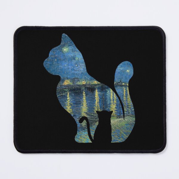 Item preview, Cat Watching The Starry Night Over The Rhone - Van Gogh Painting designed and sold by maryedenoa.