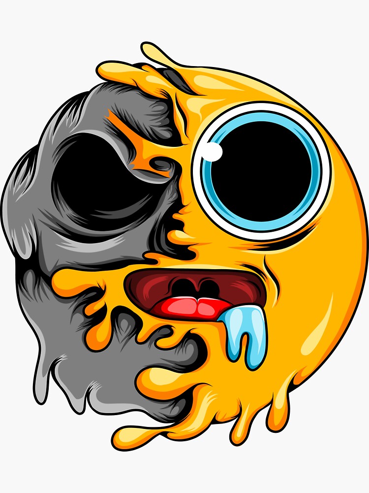 "Drooling Zombie Emoji" Sticker by D3monic Redbubble