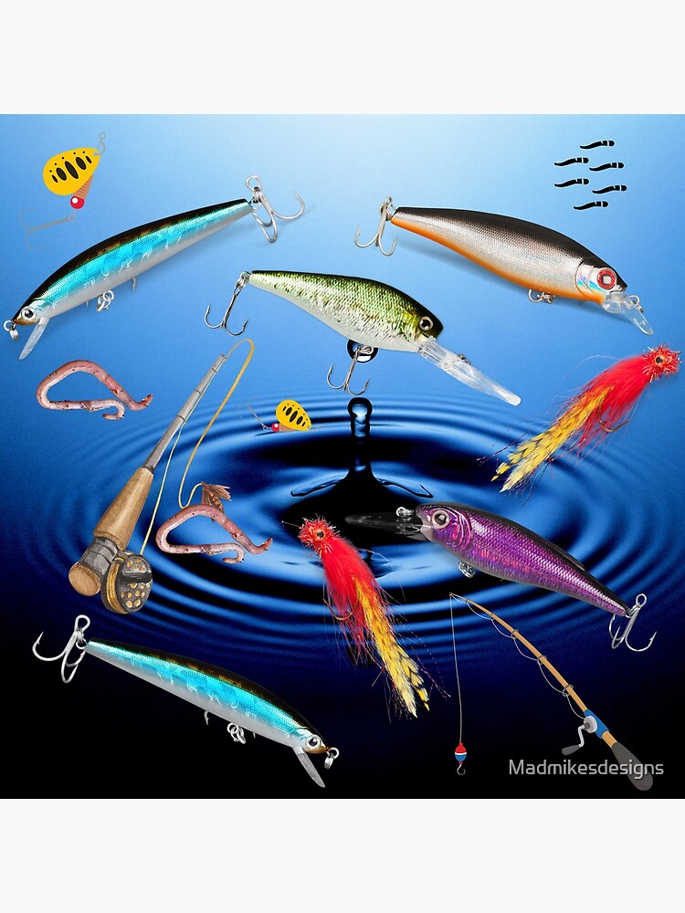 Fishing Lures Jigs And Worms Poster for Sale by Madmikesdesigns