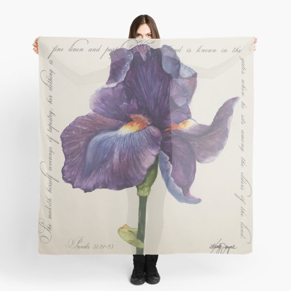 Item preview, Iris Beauty Scarf with Bible verse [Proverbs 31:22] designed and sold by kathyjoycecards.