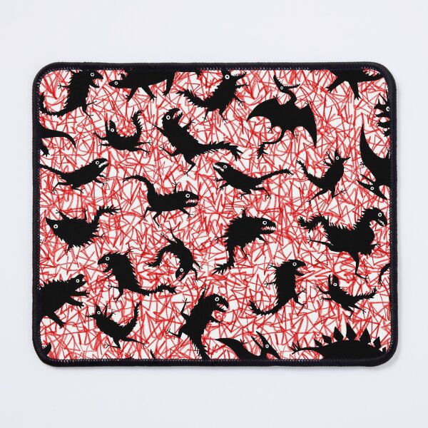 Item preview, Chaos dinosaur pattern on red scribble designed and sold by Vincent Briggs.