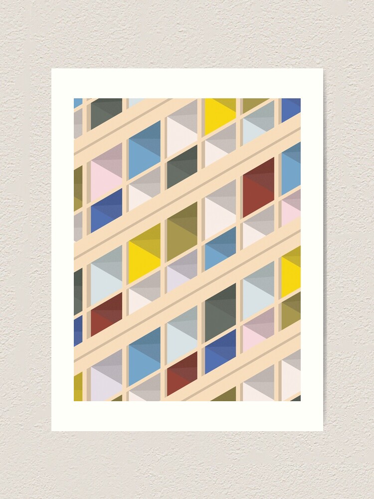 Le Corbusier architecture illustration minimalist colored