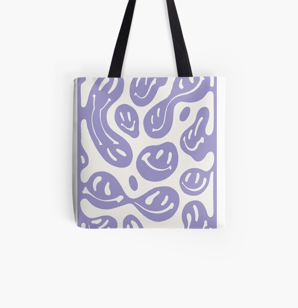 Melted Neon Smiley Print Tote Bag in Pastel