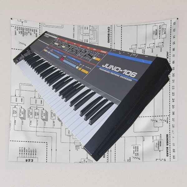 Item preview, Juno 106 synth designed and sold by Printosaurus.