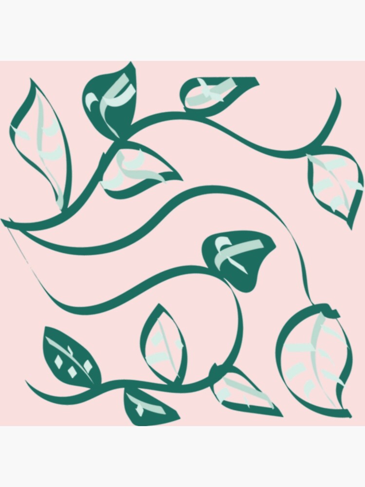 "Green Leaves Pink Background Abstract Vector Art" Poster for Sale by