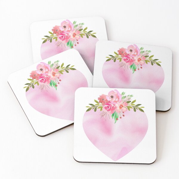 Item preview, Heart Pink Pastel Marble Flowers Roses designed and sold by Simplyy  Unique.