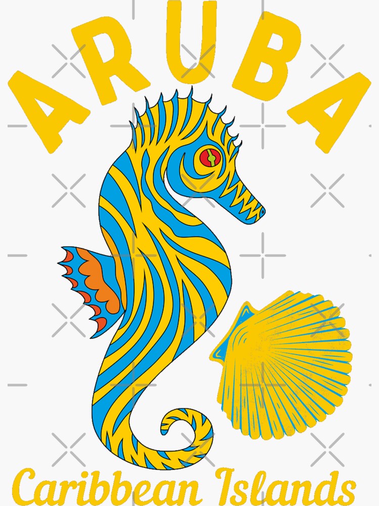 "Bright Caribbean Islands Aruba, Yellow Text Beach / Vacation" Sticker