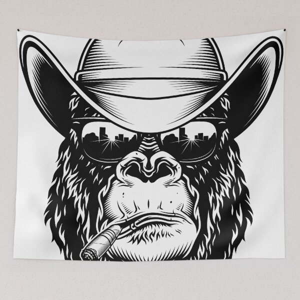 Item preview, Gorilla head in Cowboy in black designed and sold by PherppaXz.