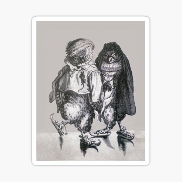 Item preview, A Pair of Skating Owls by Adriaen Pietersz van de Venne - Gray designed and sold by ForLoveofArt.