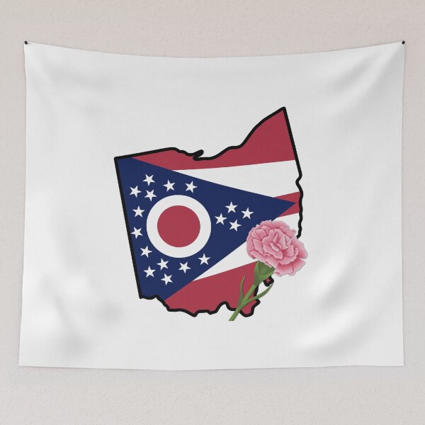 Item preview, State of Ohio Flag with State Flower Carnation designed and sold by Gsallicat.