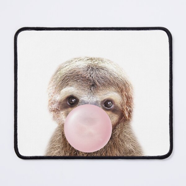 Item preview, Baby Sloth Blowing Pink Bubble Gum, Baby Girl, Kids Art, Nursery, Baby Animals Art Print by Synplus designed and sold by synplus.
