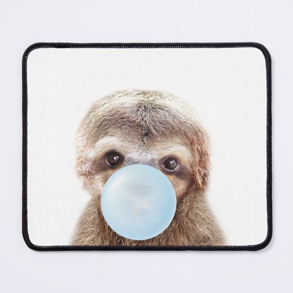 Item preview, Baby Sloth Blowing Blue Bubble Gum, Baby Boy, Kids Art, Nursery, Baby Animals Art Print by Synplus designed and sold by synplus.