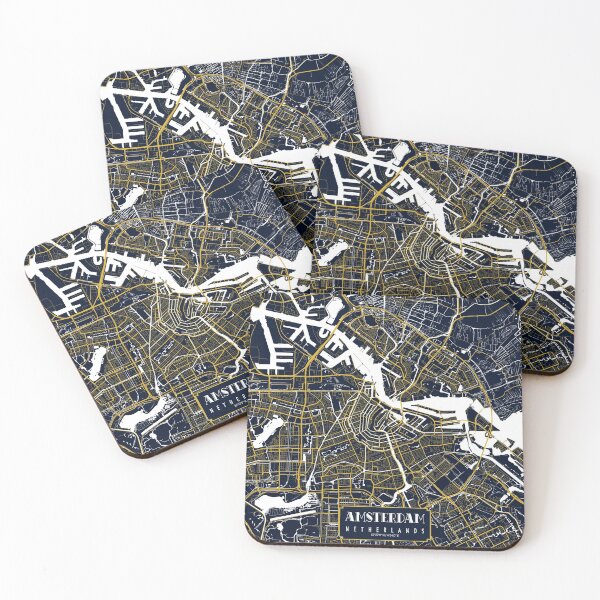 Item preview, Amsterdam City Map of Netherlands - Gold Art Deco designed and sold by deMAP.
