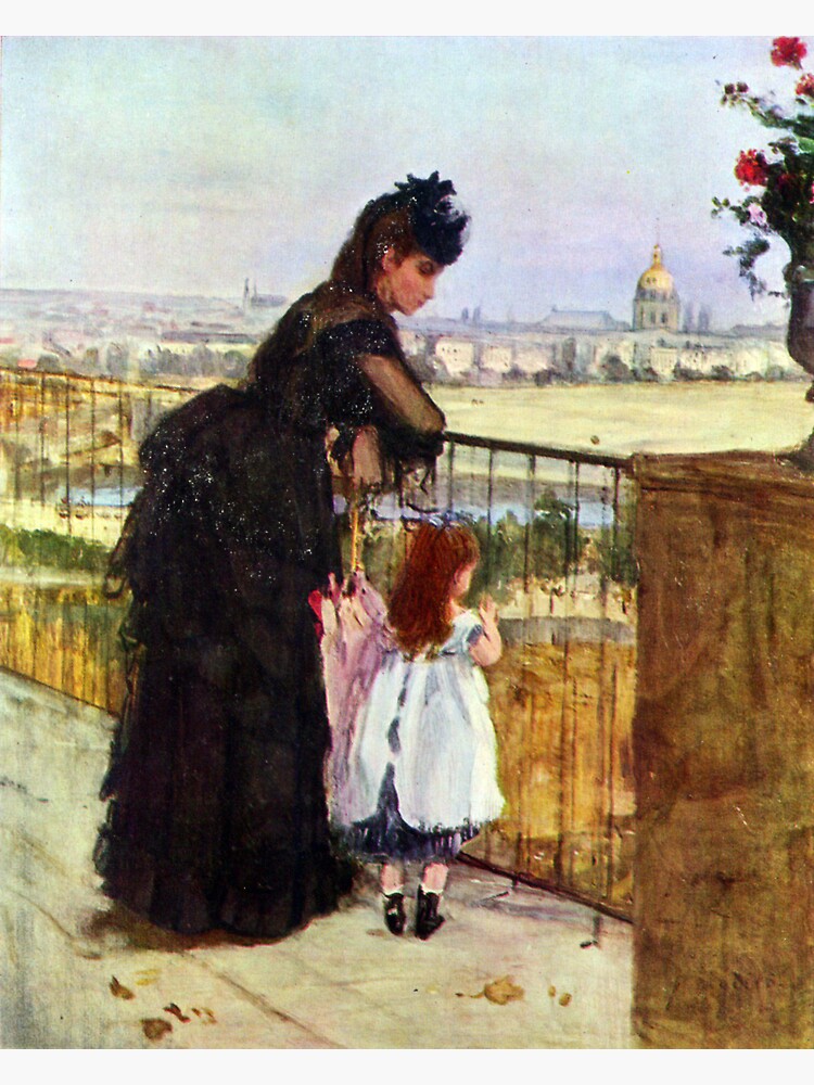 Thumbnail 3 of 3, Sticker, 'Balcony' by Morisot (Reprint) designed and sold by RozAbellera.