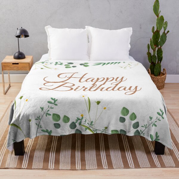 Artikelvorschau, Alles Gute zum Geburtstag Vintage Aquarell weiß tägliche Blumen und Blätter entworfen und verkauft von silviaol.