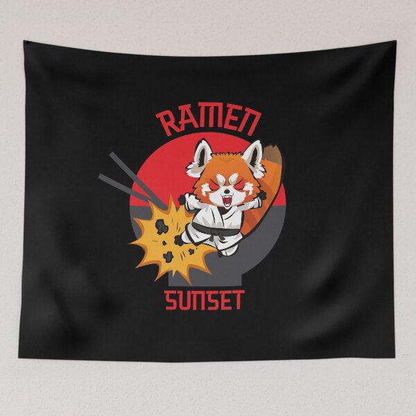 Item preview, Red Panda Eating Ramen - Cute Kawaii style Ramen Sunset design designed and sold by HROC.