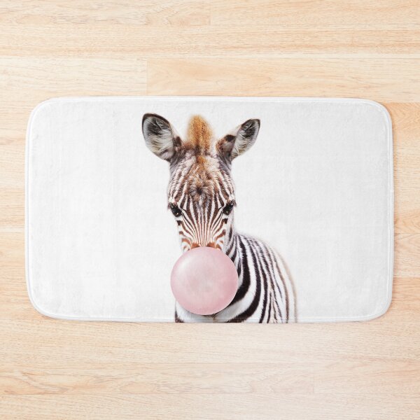 Item preview, Baby Zebra Blowing Pink Bubble Gum, Baby Girl, Kids Art, Nursery, Baby Animals Art Print by Synplus designed and sold by synplus.